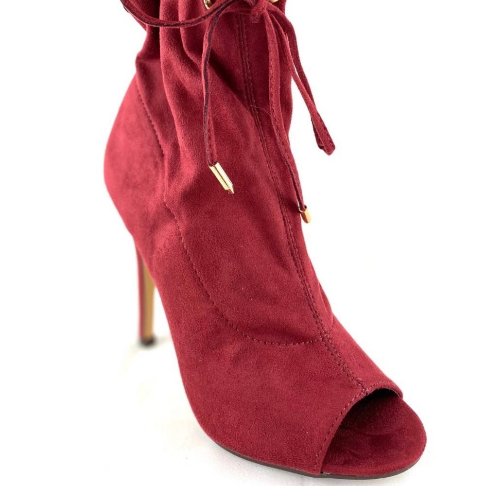 Burgundy Peep toe Booties